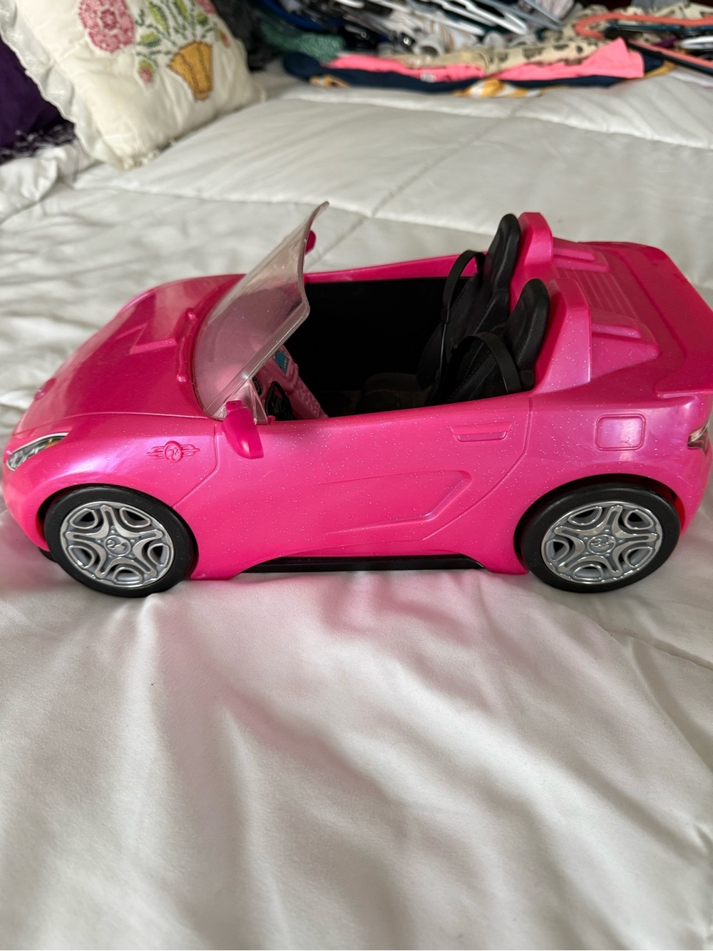 Barbie Hot Pink Sparkle Convertible Toy Car